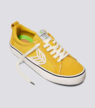 Load image into Gallery viewer, CATIBA Low Stripe Spice Yellow Suede and Canvas Contrast Thread Sneaker Women