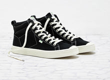 Load image into Gallery viewer, OCA High Washed Black Canvas Contrast Thread Sneaker Women