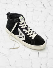 Load image into Gallery viewer, CATIBA High Black Suede Ivory Logo Sneaker Men
