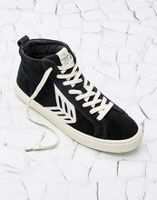 Load image into Gallery viewer, CATIBA High Black Suede Ivory Logo Sneaker Women
