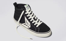 Load image into Gallery viewer, CATIBA High Stripe Black Suede and Canvas Contrast Thread Sneaker Women
