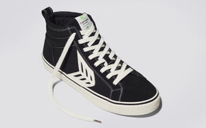 CATIBA High Stripe Black Suede and Canvas Contrast Thread Sneaker Women