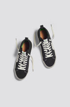 Load image into Gallery viewer, CATIBA High Stripe Black Suede and Canvas Contrast Thread Sneaker Women

