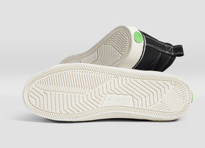 CATIBA High Stripe Black Suede and Canvas Contrast Thread Sneaker Women