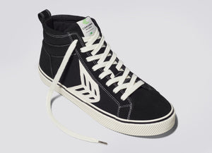 CATIBA High Stripe Black Suede and Canvas Contrast Thread Sneaker Women