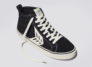 CATIBA High Stripe Black Suede and Canvas Contrast Thread Sneaker Men