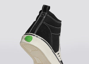 CATIBA High Stripe Black Suede and Canvas Contrast Thread Sneaker Women