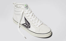 Load image into Gallery viewer, CATIBA High Stripe Off White Suede and Canvas Black Logo Sneaker Women
