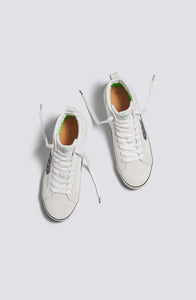CATIBA High Stripe Off White Suede and Canvas Black Logo Sneaker Women