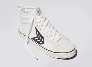 CATIBA High Stripe Off White Suede and Canvas Black Logo Sneaker Women
