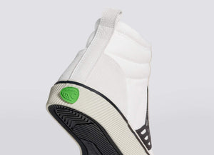 CATIBA High Stripe Off White Suede and Canvas Black Logo Sneaker Women