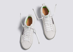CATIBA High Stripe Off White Suede and Canvas Black Logo Sneaker Women