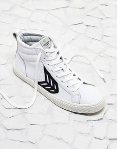 CATIBA High Off White Leather Black Logo Sneaker Men