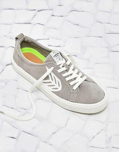 CATIBA Low Cloud Grey Suede Ivory Logo Sneaker Women