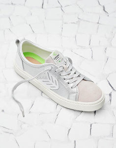 CATIBA Low Metallic Silver/White Leather Sneaker Men