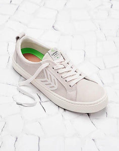 CATIBA Low Off White Suede Ivory Logo Sneaker Women