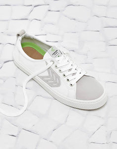 CATIBA Low Off White Canvas Ice Suede Accents Sneaker Men