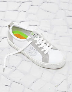 CATIBA Low Off White Leather Ice Suede Accents Sneaker Women