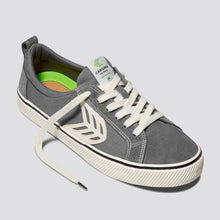 Load image into Gallery viewer, CATIBA Low Stripe Charcoal Grey Suede and Canvas Contrast Thread Sneaker Women
