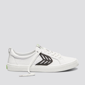 CATIBA Low Off White Leather Black Logo Sneaker Women