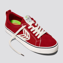 Load image into Gallery viewer, CATIBA Low Stripe Samba Red Suede and Canvas Contrast Thread Sneaker Men
