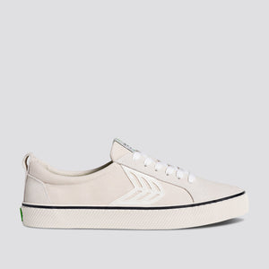 CATIBA Low Stripe Vintage White Suede and Canvas Sneaker Women