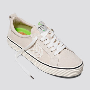 CATIBA Low Stripe Vintage White Suede and Canvas Sneaker Men