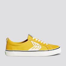Load image into Gallery viewer, CATIBA Low Stripe Spice Yellow Suede and Canvas Contrast Thread Sneaker Women
