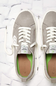CATIBA Low Cloud Grey Suede Ivory Logo Sneaker Women