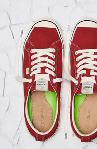 OCA Low Stripe Samba Red Suede Contrast Thread Sneaker Men