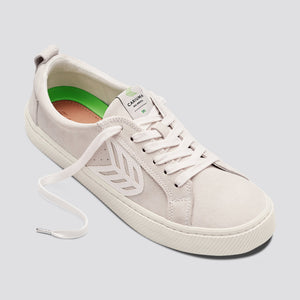 CATIBA Low Off White Suede Ivory Logo Sneaker Women
