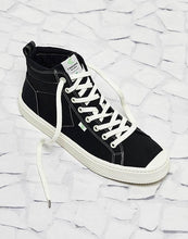 Load image into Gallery viewer, OCA High Washed Black Canvas Contrast Thread Sneaker Women
