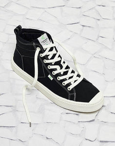 OCA High Washed Black Canvas Contrast Thread Sneaker Women