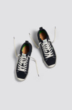 Load image into Gallery viewer, OCA High Stripe Black Canvas Contrast Thread Sneaker Women
