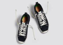 Load image into Gallery viewer, OCA High Stripe Black Canvas Contrast Thread Sneaker Women
