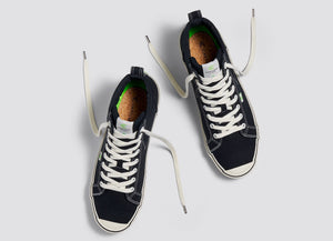 OCA High Stripe Black Canvas Contrast Thread Sneaker Women