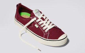 OCA Low Stripe Burgundy Red Canvas Sneaker Men