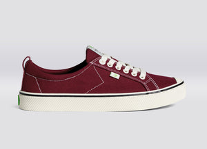 OCA Low Stripe Burgundy Red Canvas Sneaker Women