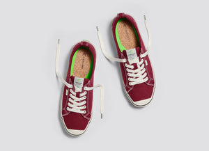 OCA Low Stripe Burgundy Red Canvas Sneaker Men