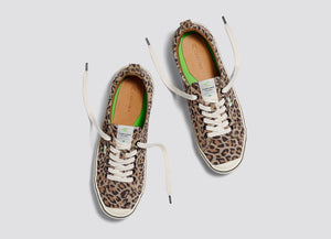 OCA Low Stripe Leopard Print Suede Sneaker Women