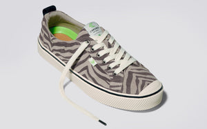 OCA Low Stripe Zebra Print Grey Suede Sneaker Men