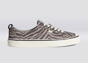 OCA Low Stripe Zebra Print Grey Suede Sneaker Men