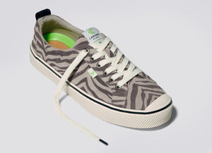 OCA Low Stripe Zebra Print Grey Suede Sneaker Men