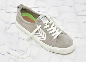 CATIBA Low Cloud Grey Suede Ivory Logo Sneaker Women