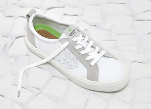 CATIBA Low Off White Leather Ice Suede Accents Sneaker Women