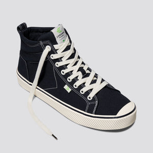 OCA High Stripe Black Canvas Contrast Thread Sneaker Women