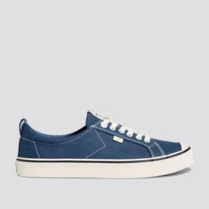 OCA Low Stripe Shadow Blue Canvas Contrast Thread Sneaker Men