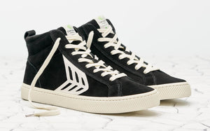 CATIBA High Black Suede Ivory Logo Sneaker Men