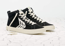 Load image into Gallery viewer, CATIBA High Black Suede Ivory Logo Sneaker Men
