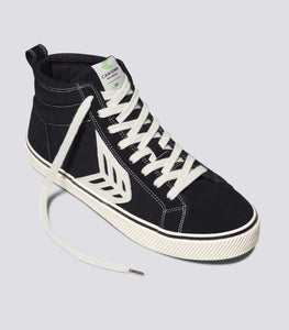 CATIBA High Stripe Black Suede and Canvas Contrast Thread Sneaker Men